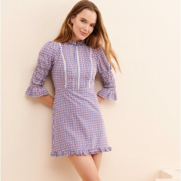 Laura Ashley by Urban Outfitters Maisy Mock Neck Mini Dress Size M - Picture 1 of 7